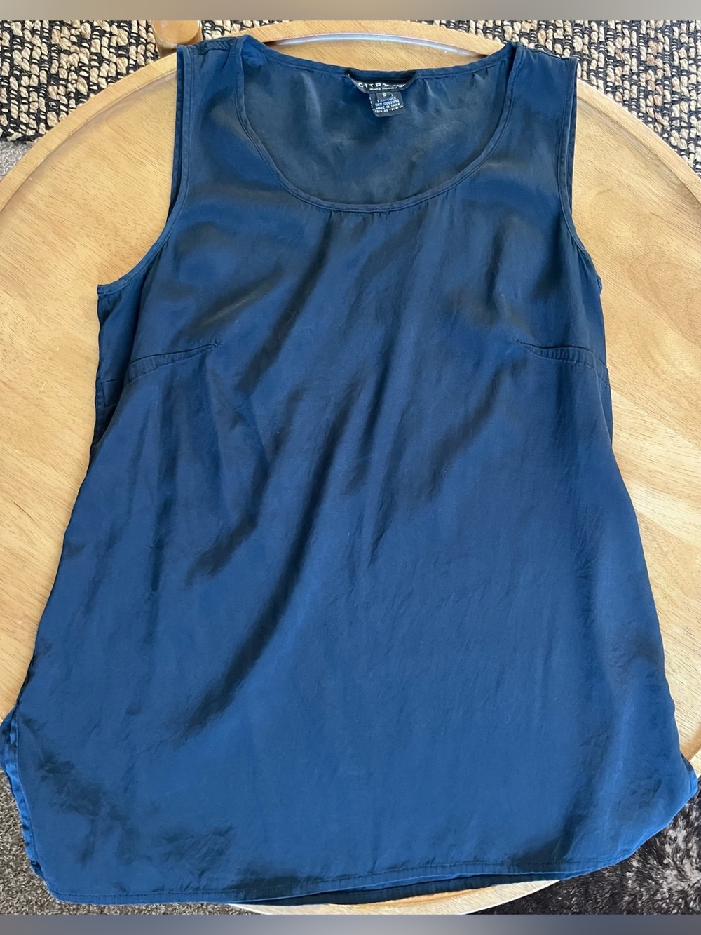 Citron Santa Monica 95% Silk Black Sleeveless Tunic Top Women’s boho minimalist